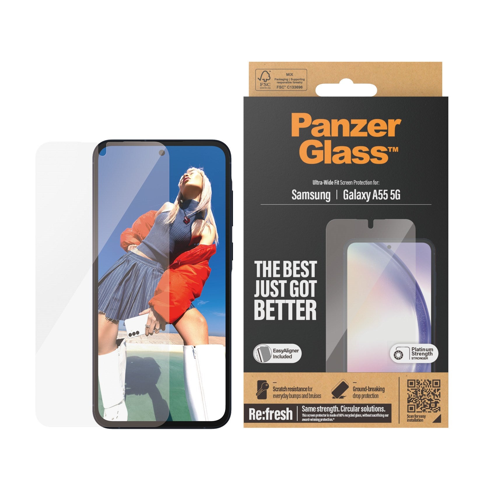 PanzerGlass® Displayschutz Samsung Galaxy A55 5G | Ultra-Wide Fit w. EasyAligner